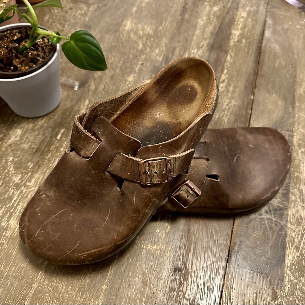Birkenstock Boston tobacco brown oiled leather 39 EU 8-8.5 US women 6-6.5 men